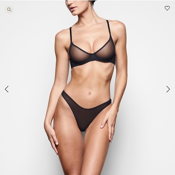 Women SKIMS bras ultra fine Mesh Scoop black BR-UWR-2010-ONX-42C NWT - Picture 2 of 3